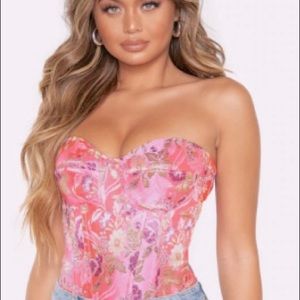 Pretty Little Thing Floral Jacquard Corset Size 4